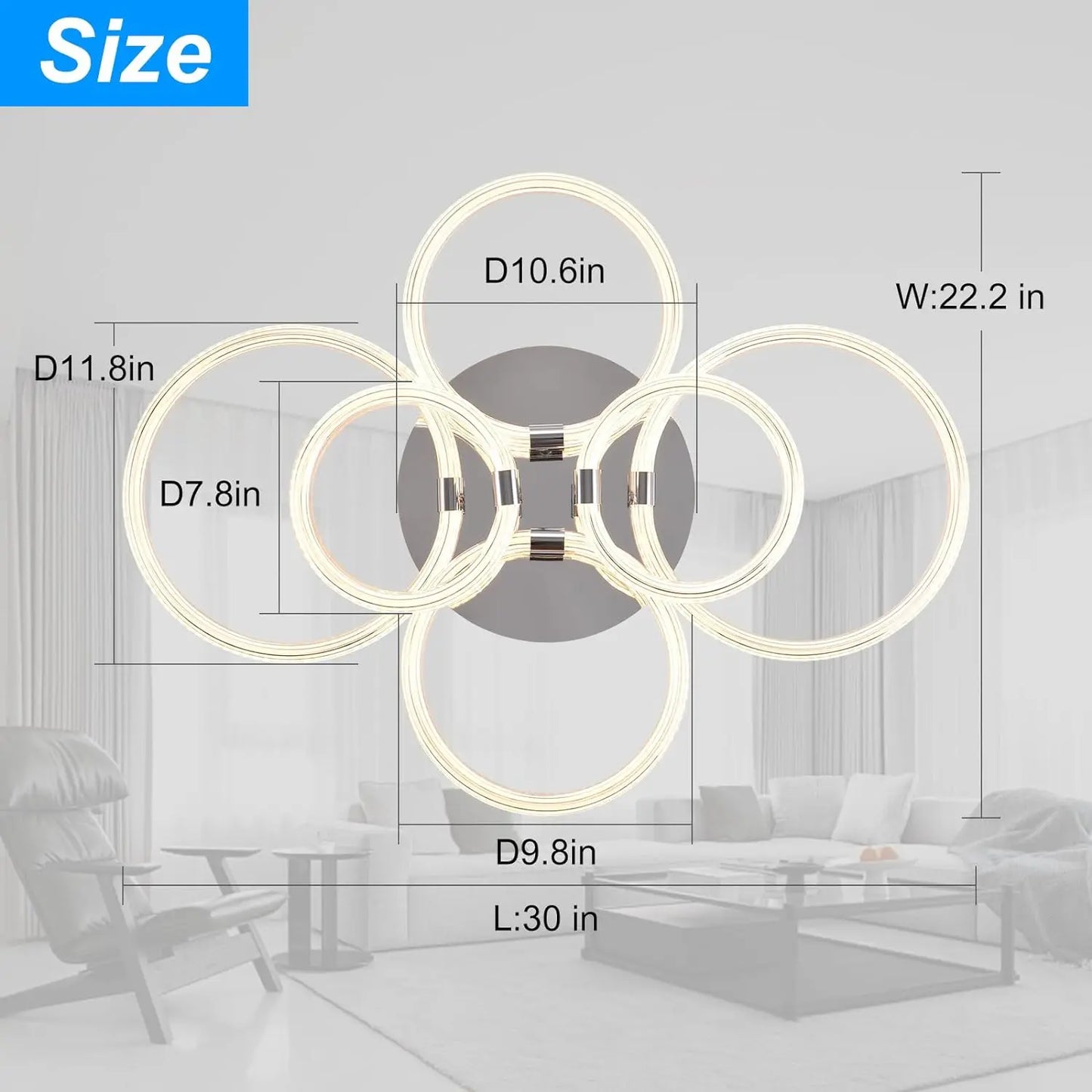 The Kinetic 6-Ring Dimmable LED Ceiling Sculpture
