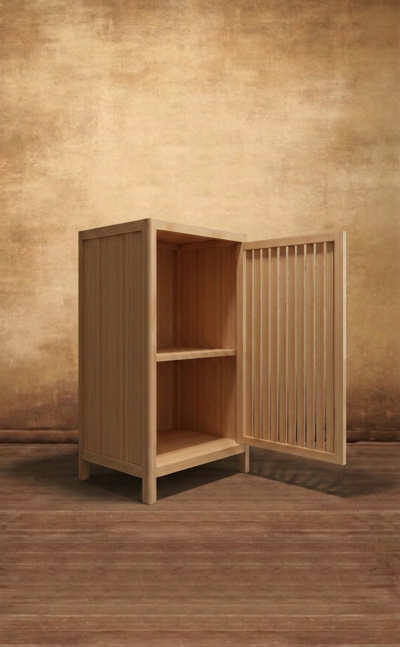 The Kinetic Slatted Bamboo Storage Console