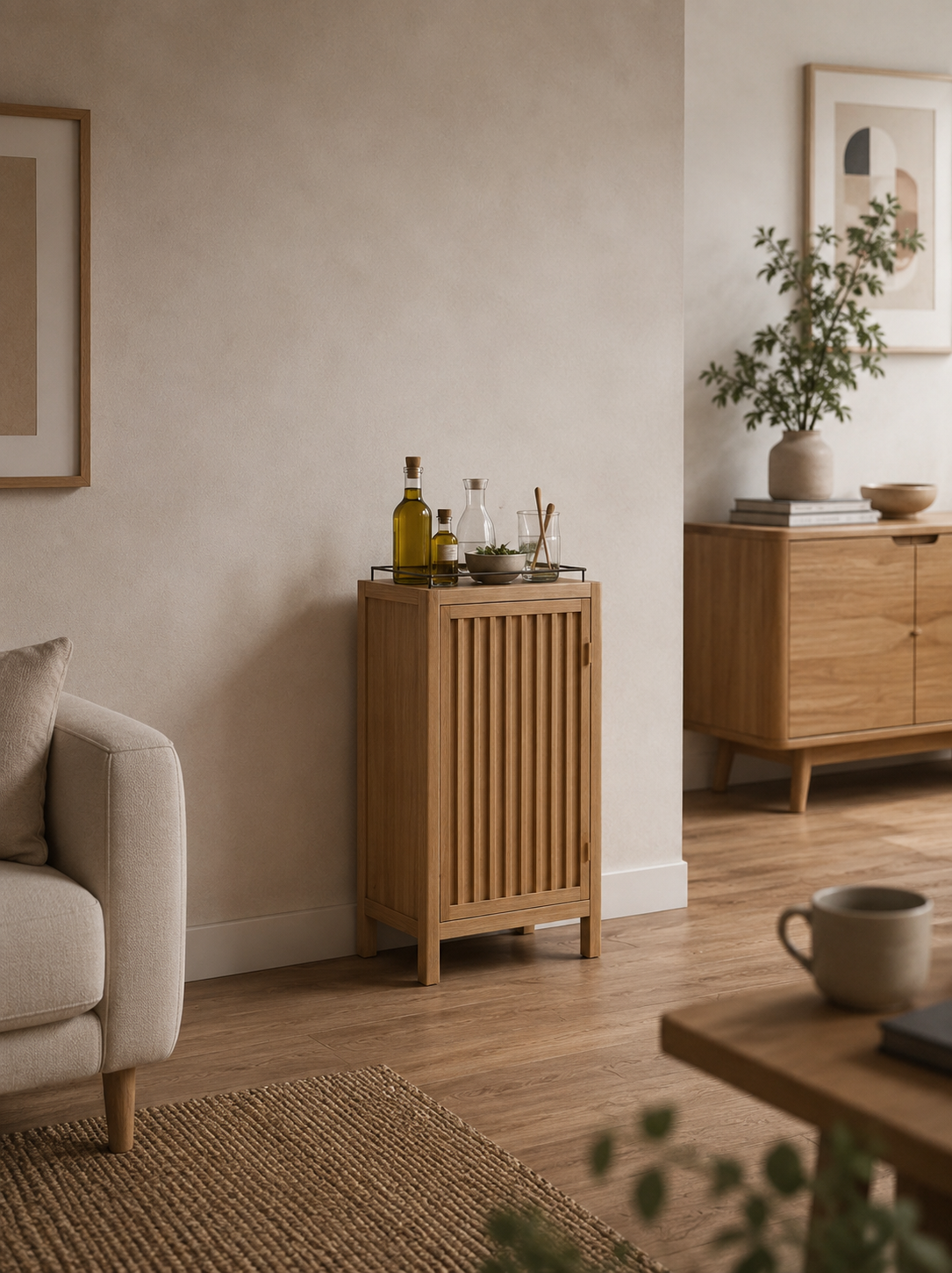 The Kinetic Slatted Bamboo Storage Console