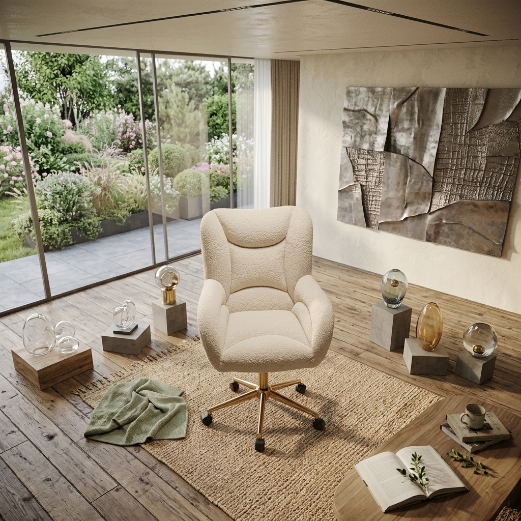 The Kinetic Modern Bouclé Executive Swivel Desk Chair