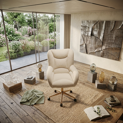The Kinetic Modern Bouclé Executive Swivel Desk Chair