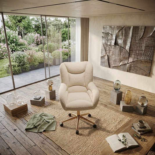 The Kinetic Modern Bouclé Executive Swivel Desk Chair