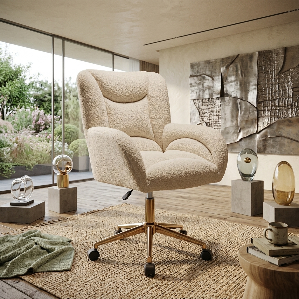 The Kinetic Modern Bouclé Executive Swivel Desk Chair