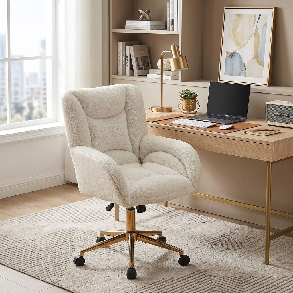 The Kinetic Modern Bouclé Executive Swivel Desk Chair
