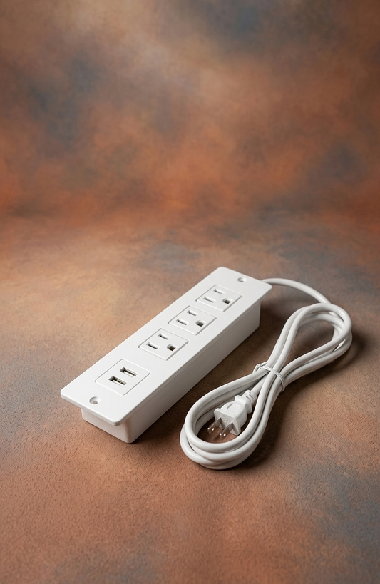 Kinetic Flush Mount Desk Power Strip - 3 AC & 2 USB Ports