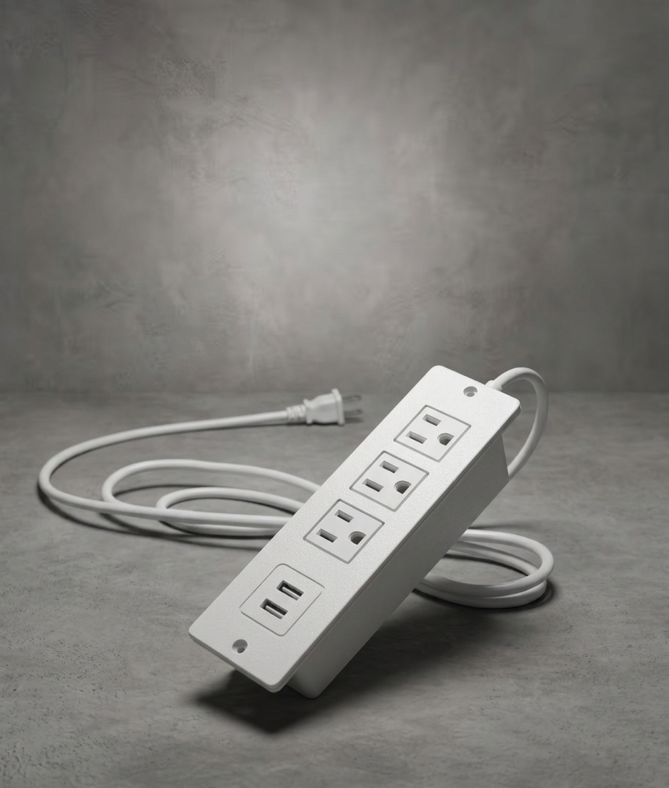 Kinetic Flush Mount Desk Power Strip - 3 AC & 2 USB Ports