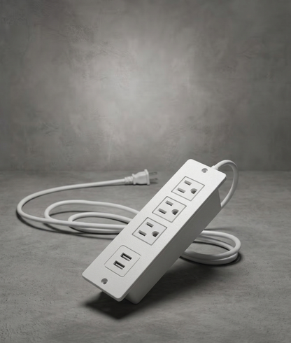 Kinetic Flush Mount Desk Power Strip - 3 AC & 2 USB Ports