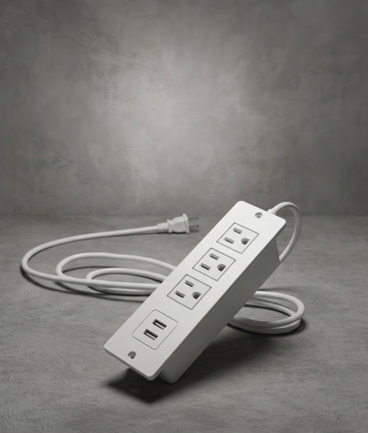 Kinetic Flush Mount Desk Power Strip - 3 AC & 2 USB Ports