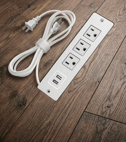 Kinetic Flush Mount Desk Power Strip - 3 AC & 2 USB Ports